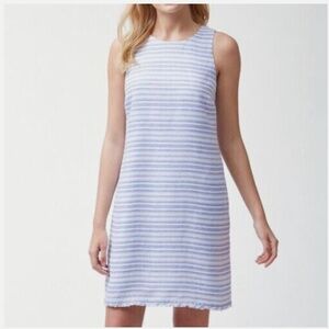 Tommy Bahama Bella Hermosa Striped Linen Shift Soft Fringed Hem with Pockets